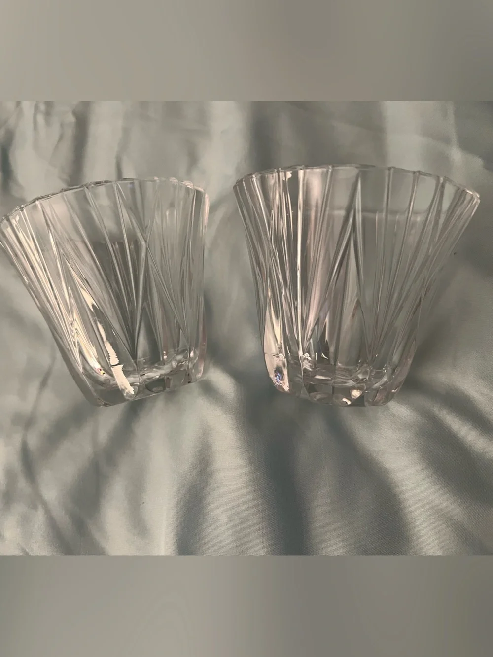 Vintage Diamond Pattern Cut Clear Glasses set of 2